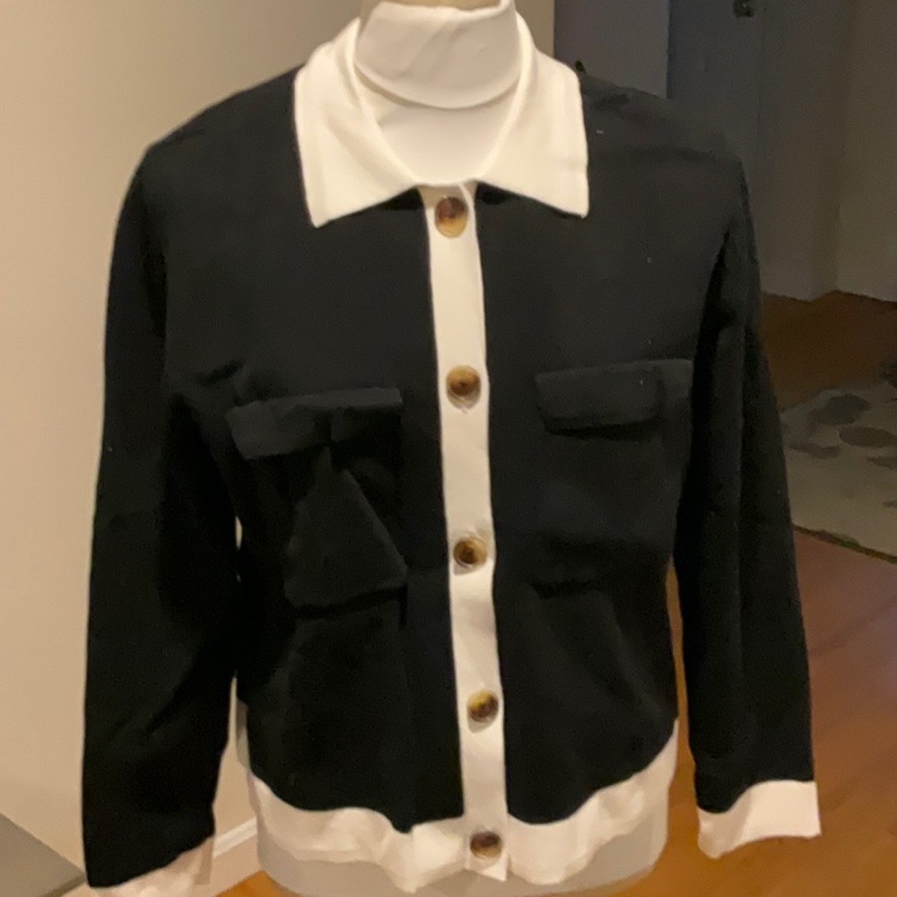 Ann Taylor cardigan sweater Sz XL black and white NWT
